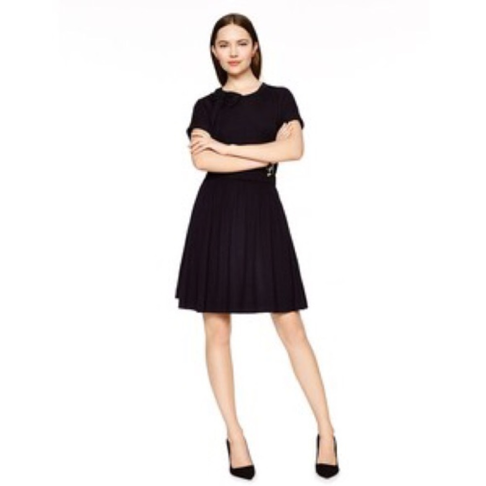 Kate Spade Black Draped Jersey Dress Bow